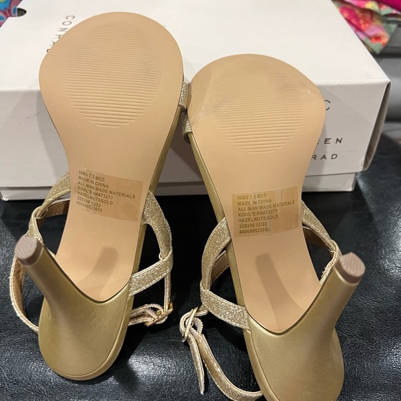 LC Lauren Conrad Hazelnuts Women's Dress Sandals 7.5 M gold shimmer - Picture 11 of 12